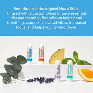 Mint BoomBoom Single Nasal Stick  | Boosts Focus + Enhances Breathing | Provides Fresh Cooling Sensation | Aromatherapy Inhaler Made with Essential Oils + Menthol