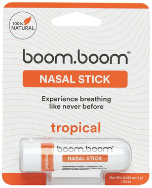 Tropical BoomBoom Single Nasal Stick  | Boosts Focus + Enhances Breathing | Provides Fresh Cooling Sensation | Aromatherapy Inhaler Made with Essential Oils + Menthol