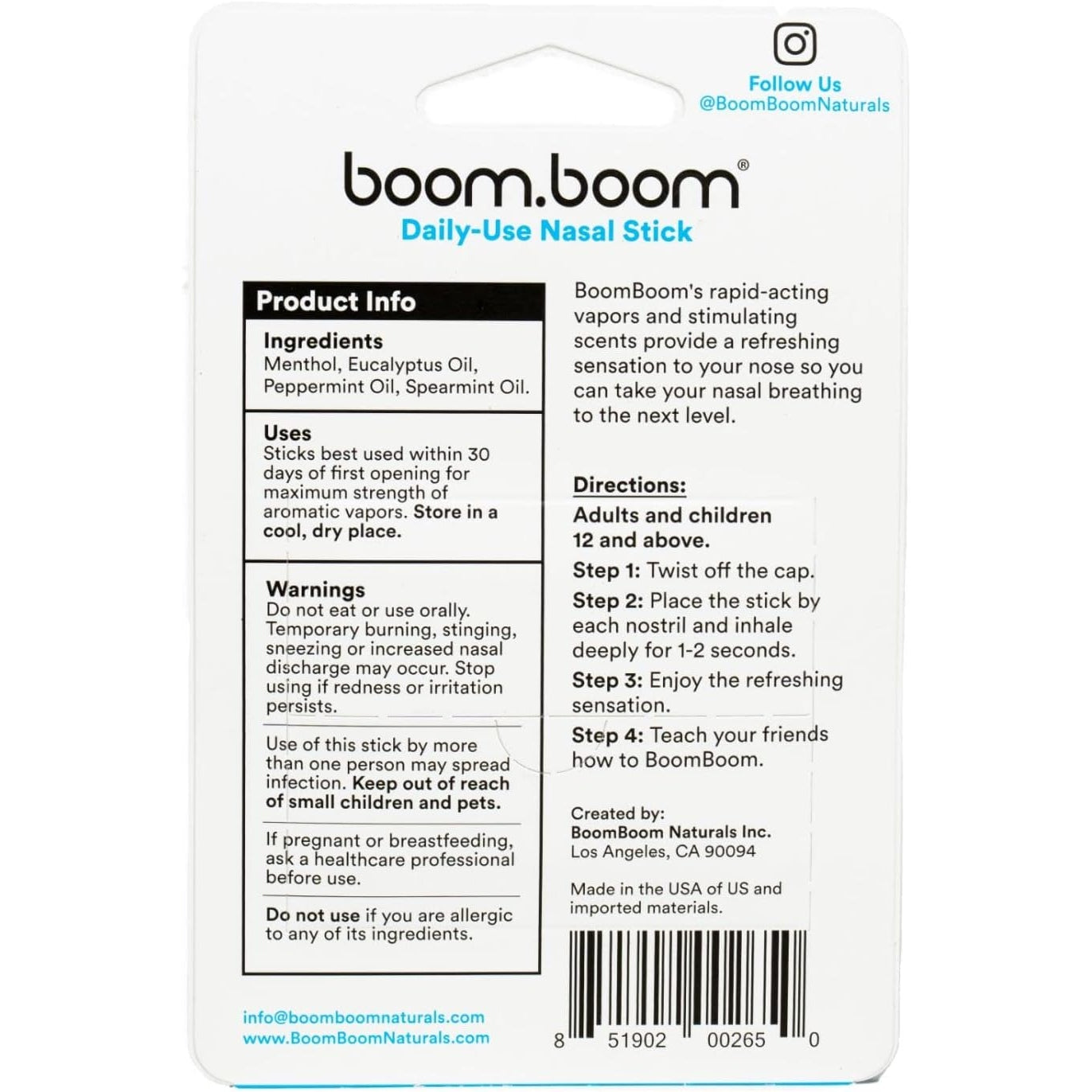 Mint BoomBoom Nasal Sticks 3-pack