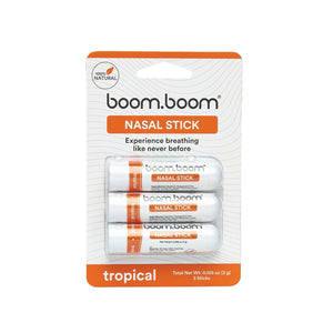 Tropical BoomBoom Nasal Sticks - 3-pack | Boosts Focus + Enhances Breathing | Provides Fresh Cooling Sensation | Aromatherapy Inhaler Made with Essential Oils + Menthol